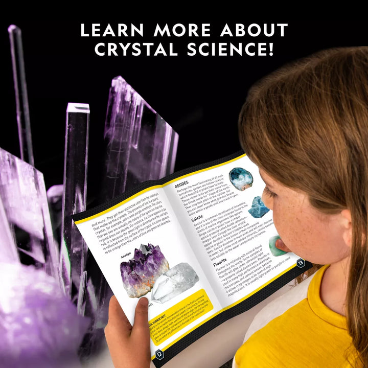 NATIONAL GEOGRAPHIC Mega Crystal Growing Lab, Grow 8 Vibrant Colored Crystals, Includes 5 Real Gemstone Specimens, Light-Up Display Stand & Guidebook
