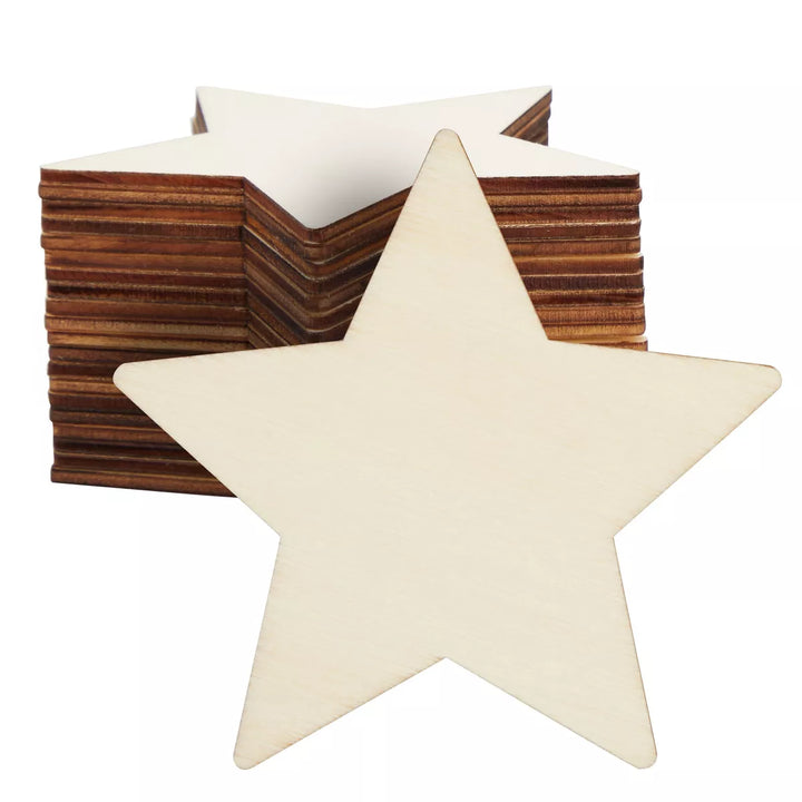 Juvale 24 Pack Wood Stars for Crafts, Unfinished Wooden Cutouts for DIY Projects, 3.8 Inches