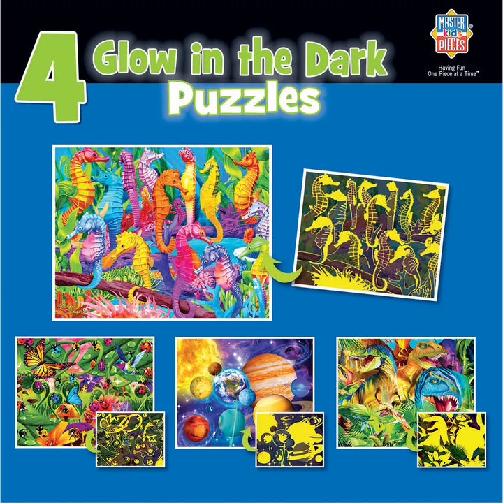 Masterpieces Kids Jigsaw Puzzle Set - Blue Glow 4-Pack 100 Pieces