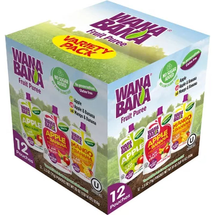 Wanabana Fruit Puree Pouches, 12Ct.