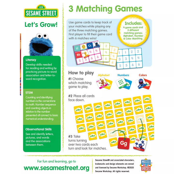 Masterpieces Kids Games - Sesame Street Set of 3 Matching Games.