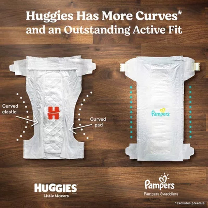 Huggies Little Movers Baby Diapers, Size 3-8