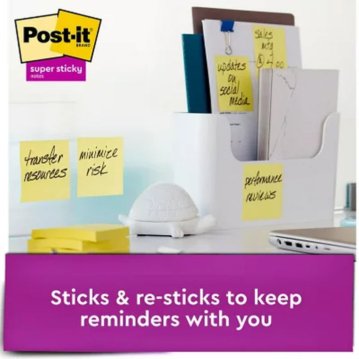 Post-It Notes Super Sticky - Canary Yellow Note Pads, 3 X 3, 90/Pad - 12 Pads/Pack