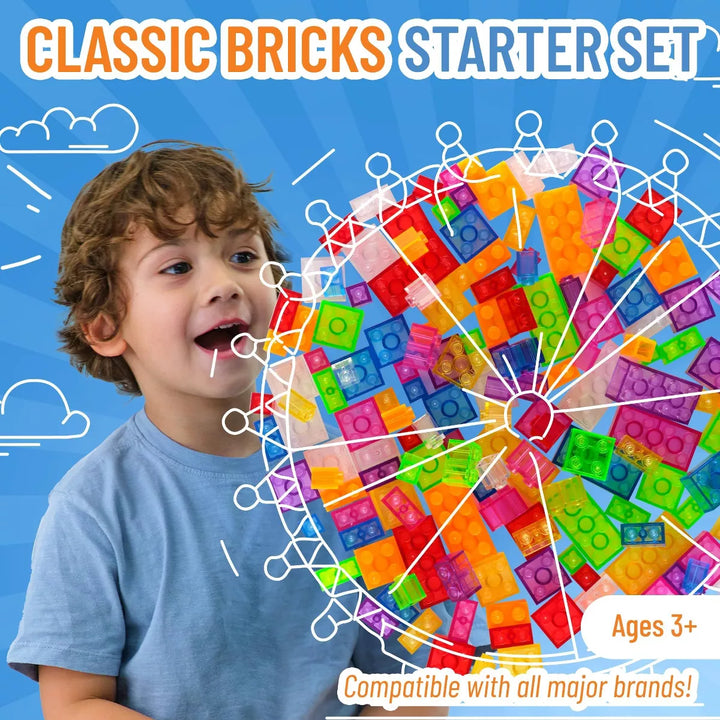 Strictly Briks Toy Building Block, Building Creative Play Set, Clear Colors, 4 Different Shapes and Sizes, 156 Pieces