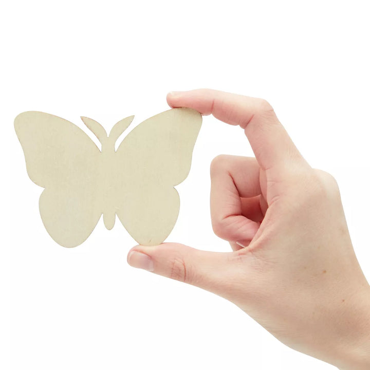 Juvale 24 Pack Unfinished Wood Butterfly Cutouts for Crafts, 2.5Mm DIY Wooden Butterflies Slice Pieces, 3.7 X 2.7 Inches