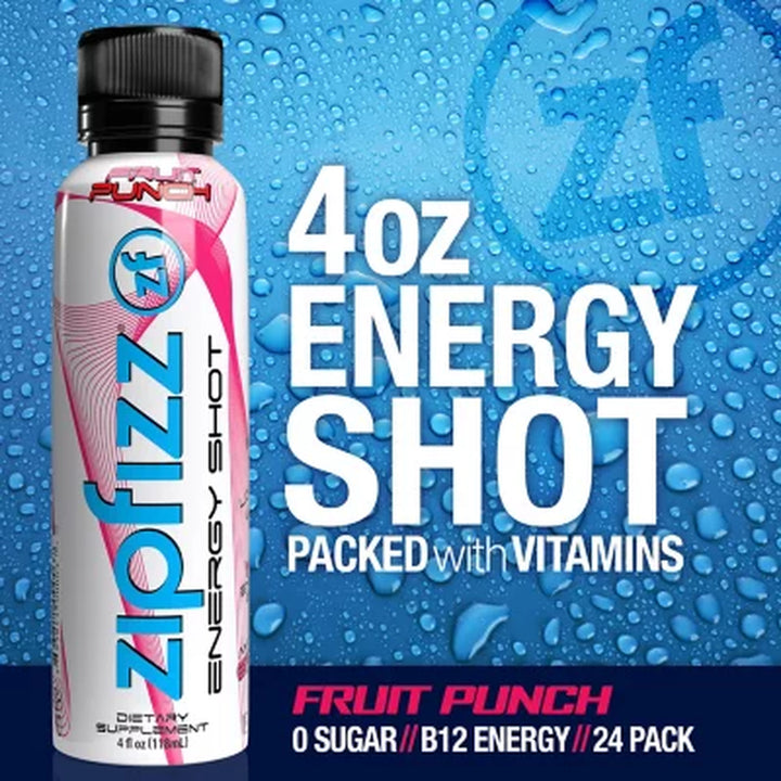 Zipfizz Liquid Energy Shot, Fruit Punch 24 Ct.