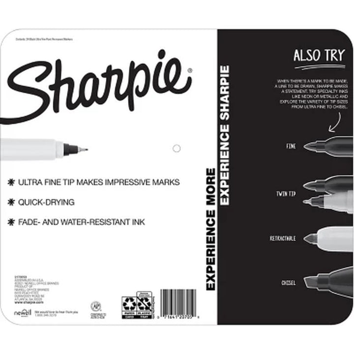 Sharpie Ultra-Fine Permanent Markers, Black, 24 Count