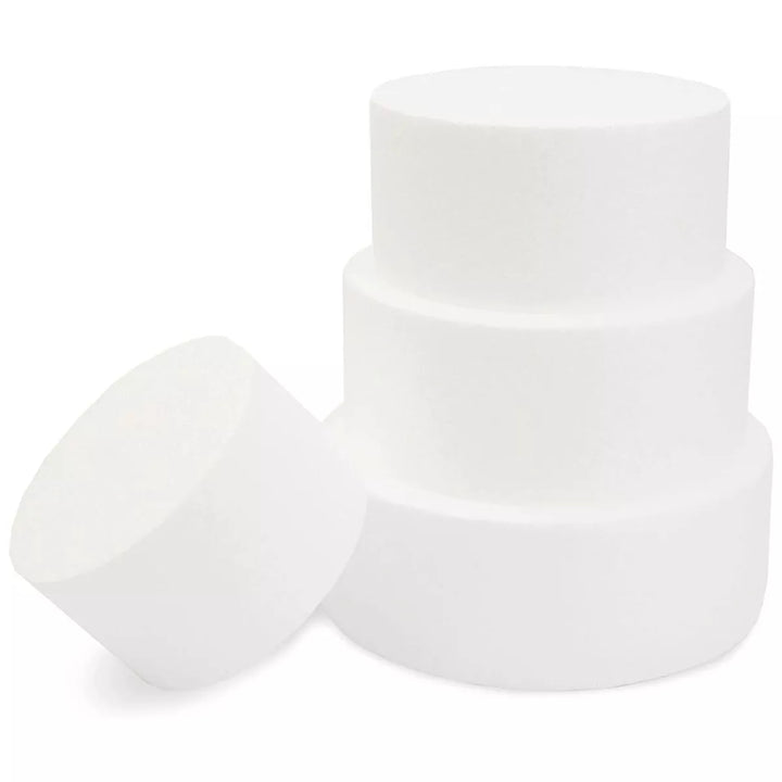 Bright Creations 4 Tiers Foam round Shapes Mini Cake Dummy Set Foam for DIY Crafts Art Modeling, White, 5 to 8 Inches