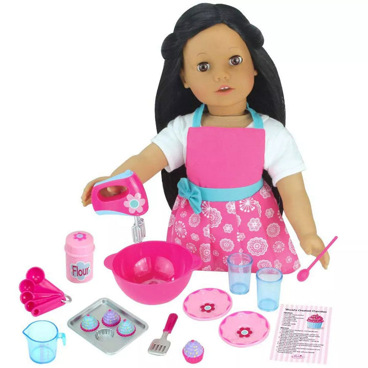 Sophia’S Baking Accessories and Apron Set for 18" Dolls, Pink