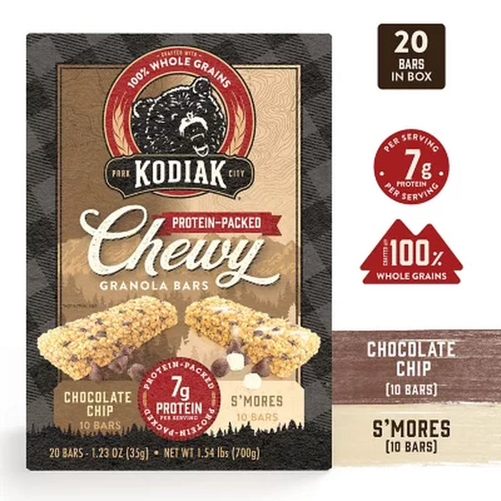 Kodiak Chewy Granola Bars, Variety Pack, 20 Ct.