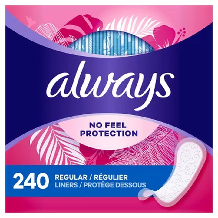 Always Daily Thin Liners, Unscented, Regular, 240 Ct.