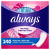 Always Daily Thin Liners, Unscented, Regular, 240 Ct.