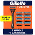 Gillette Fusion5 Men'S Razor Handle + 9 Cartridges