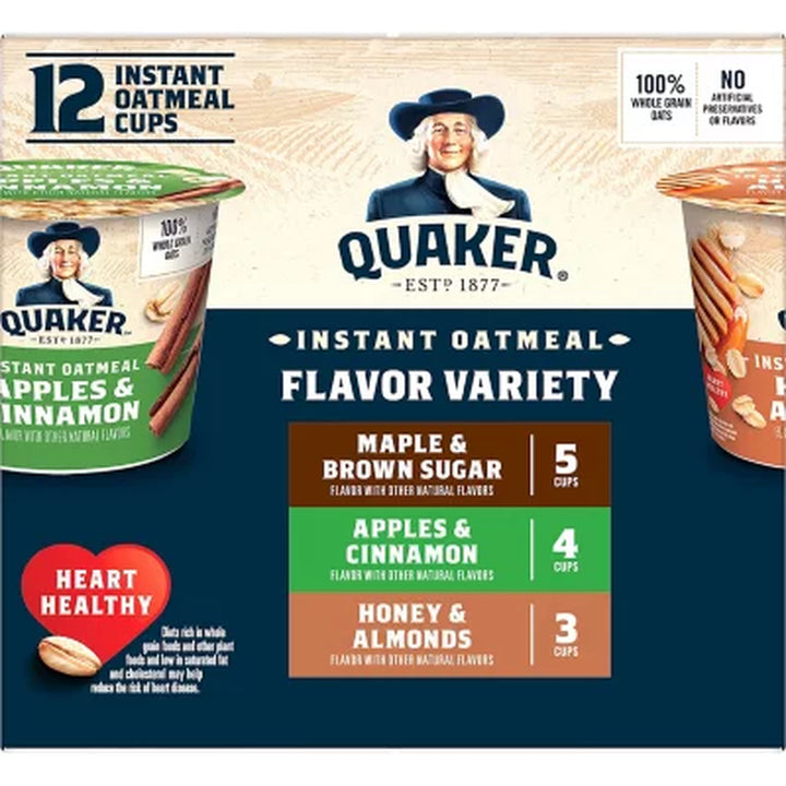 Quaker Instant Oatmeal Express Cups, Variety Pack 19.8 Oz., 12 Pk.