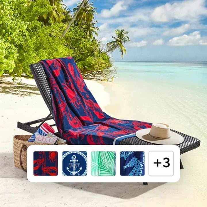 Member'S Mark Oversized 2Pk Beach Towels, 40" X 72", Assorted Designs