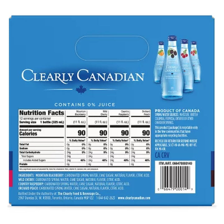Clearly Canadian Variety Pack Sparkling Water, 11 Fl. Oz., 12 Pk.