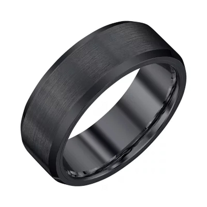 Men'S 8Mm Black Tungsten Band with Satin Finish