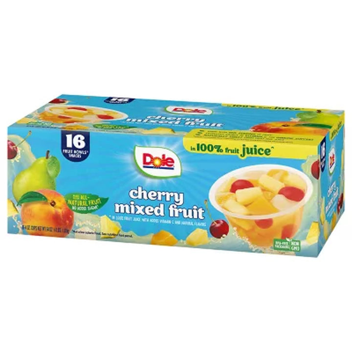 Dole Cherry Mixed Fruit Bowls in 100% Juice, 4 Oz., 16 Pk.