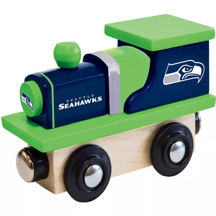 Masterpieces Officially Licensed NFL Seattle Seahawks Wooden Toy Train Engine for Kids.