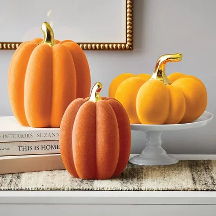 Member'S Mark Harvest Flocked Pumpkins, Set of 3