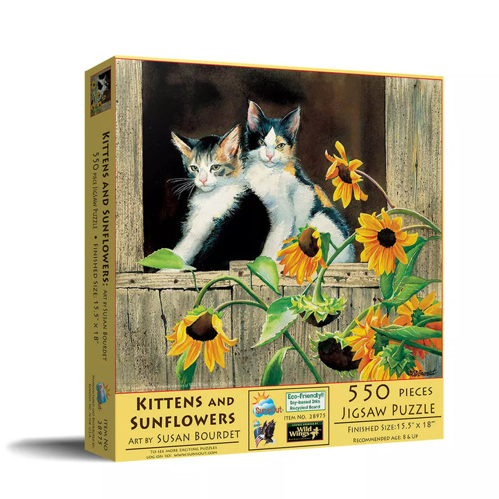 Sunsout Kittens and Sunflowers 550 Pc Jigsaw Puzzle 28975