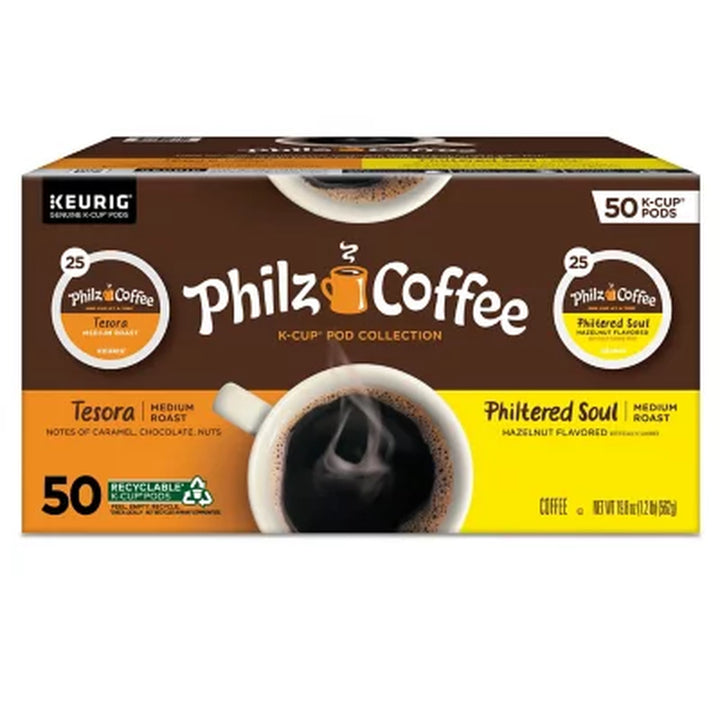 Philz Coffee Philtered Soul and Tesora Medium Roast K-Cup Pods, Variety Pack, 50 Ct.