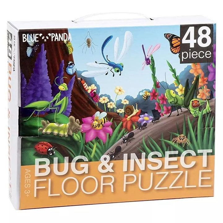 Blue Panda 48 Piece Giant Floor Puzzle for Kids Ages 4+, Bugs and Insects Puzzles for Classroom, Learning Activity, 2 X 3 Feet