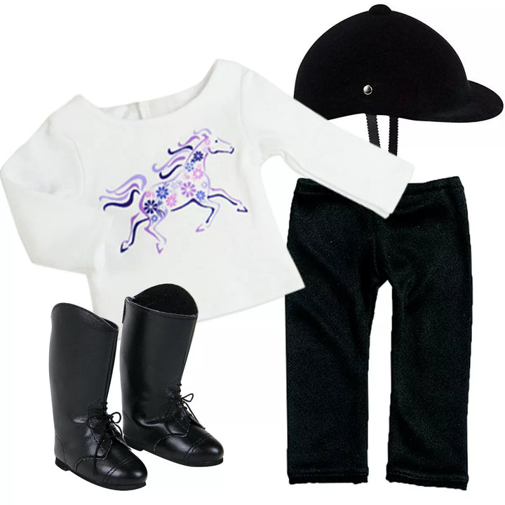 Sophia’S 4 Piece Horseback Riding Outfit with Riding Boots Set for 18'' Dolls, Black