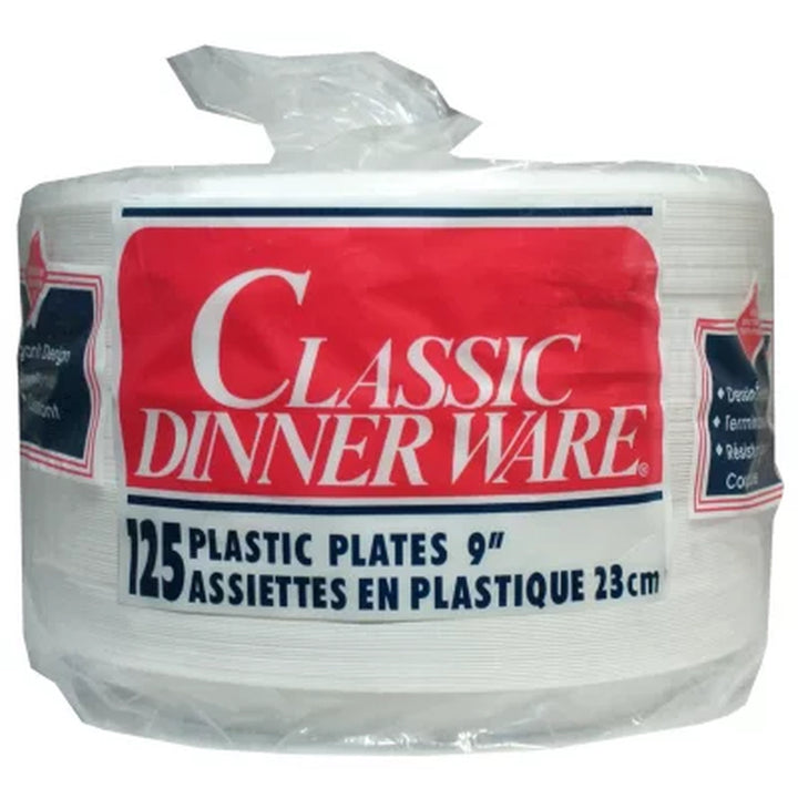 Classic Dinnerware 9" Plastic Plates 125 Ct.