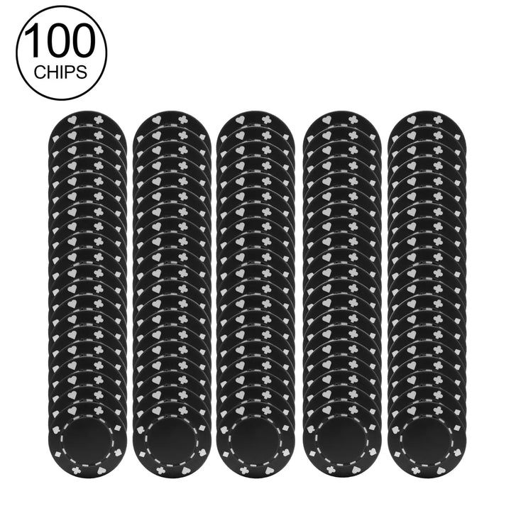 Poker Chips – 100-Piece Set of 11.5-Gram Blackjack Chips with Suited Design by Trademark Poker (Black)