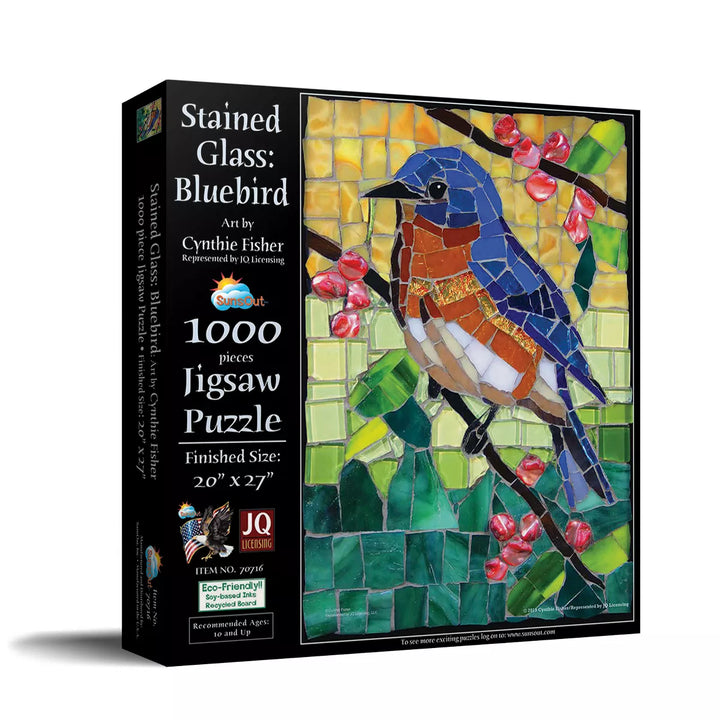 Sunsout Stained Glass Bluebird 1000 Pc Jigsaw Puzzle 70716