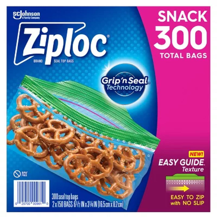 Ziploc Grip 'N Seal Top Snack Bags, 300 Ct.