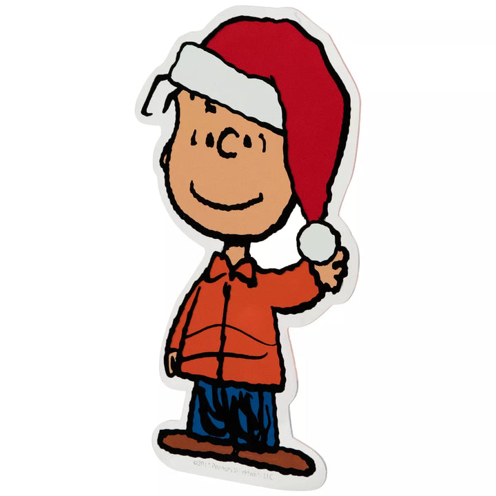 Northlight Peanuts Linus in Santa Hat Christmas Window Cling Decoration