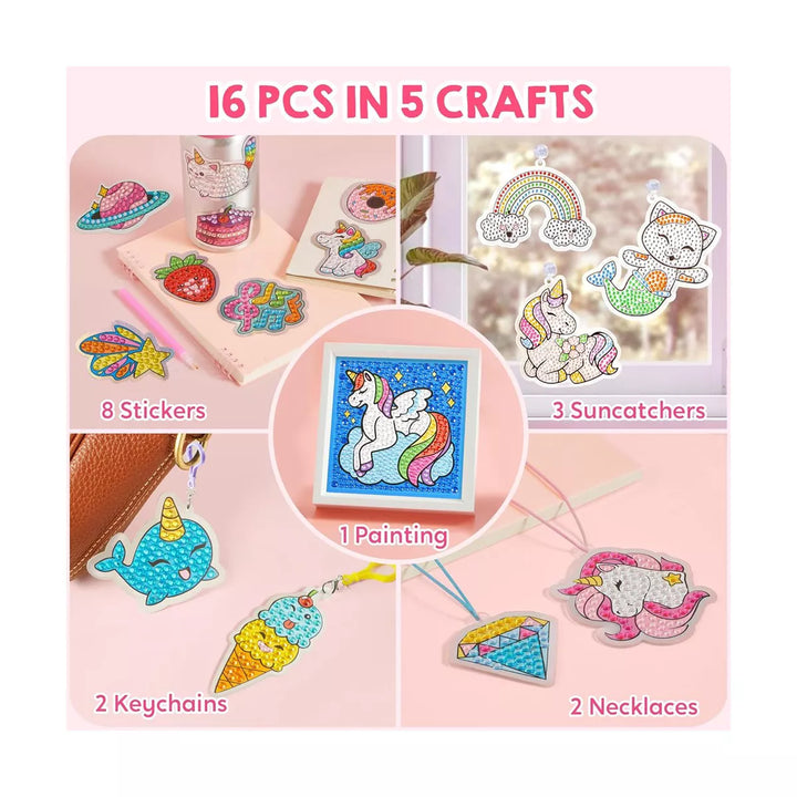 SYNCFUN Gem Art, Kids Diamond Painting Kit with 5D Gem, Arts and Crafts for Girls Ages 6-12, Gem Craft Activities Kits