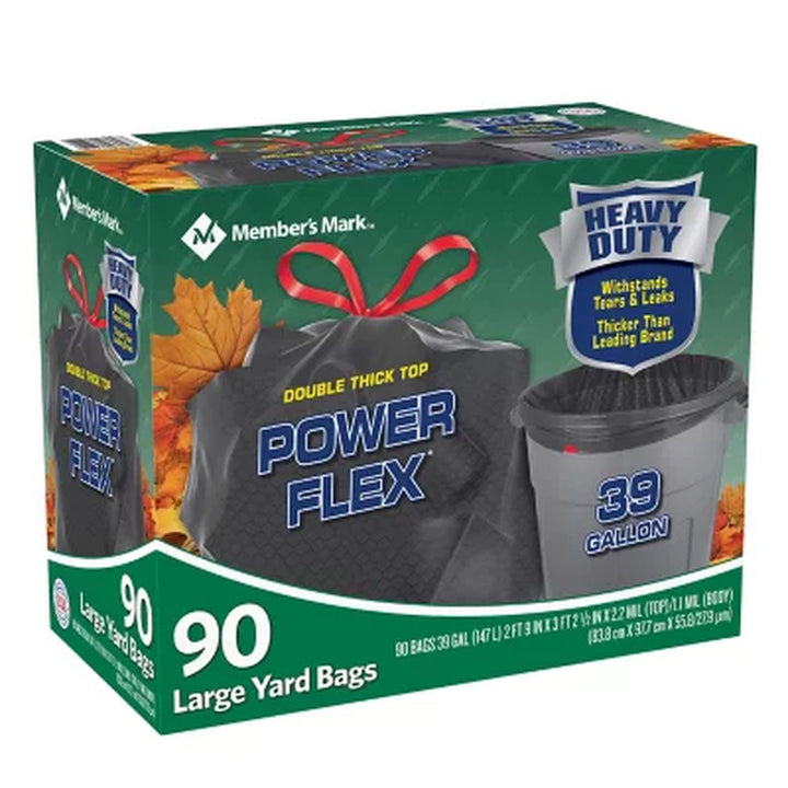 Member'S Mark 39 Gallon Power Flex Drawstring Yard Trash Bags 90 Ct.