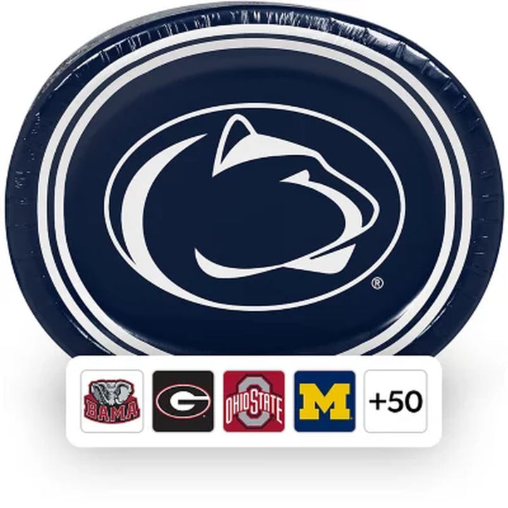 NCAA Oval Paper Plates, 10" X 12", 50 Ct. (Choose Your Team)