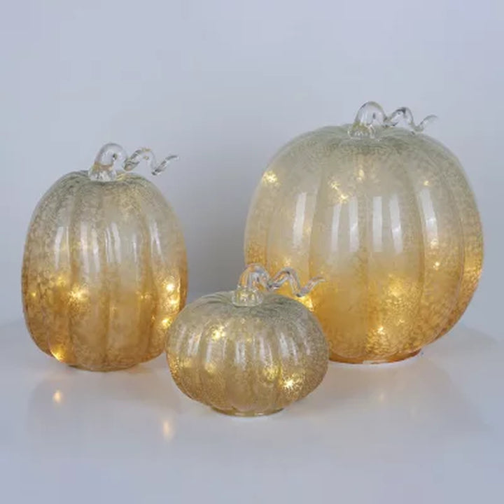 Member'S Mark Pre-Lit Glass Pumpkins, Set of 3