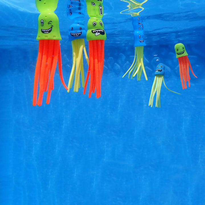 Pool Central Set of 6 Multicolor Jellyfish Slow Sinking Dive Game - 5"