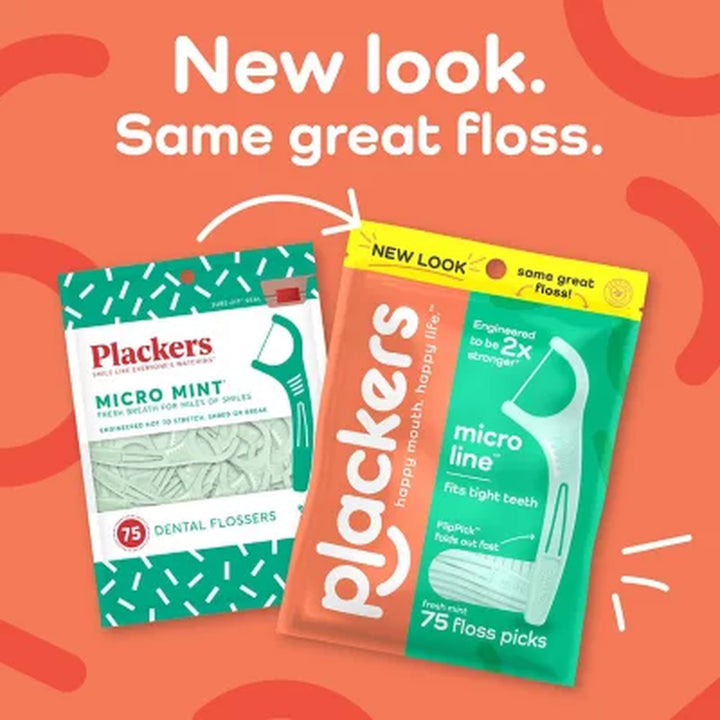 Plackers Micro Line Dental Floss Picks, Mint, 450 Ct.