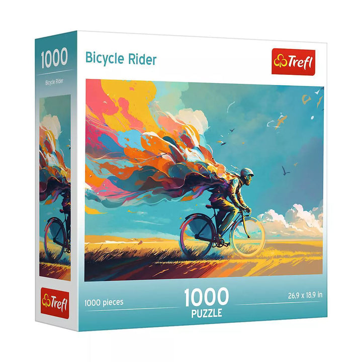 Trefl Bicycle Rider 1000Pc Puzzle: Eco-Friendly Flax Paper, Creative Thinking, Travel & Nature Theme