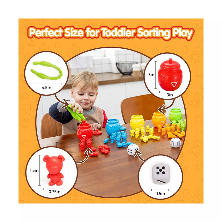 Syncfun Rainbow Counting Bears with Matching Sorting Cups - 83 Pcs Set Learning Toys for Kids Age 3+ Recognition Educational Gift