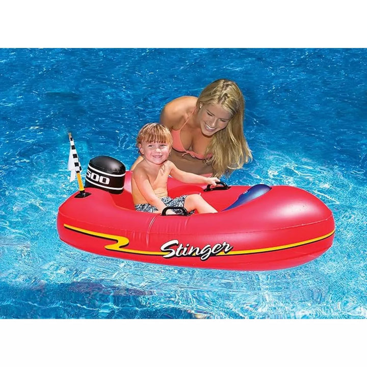 Swim Central Inflatable Stinger Speedboat Swimming Pool Raft - 48" - Black and Red