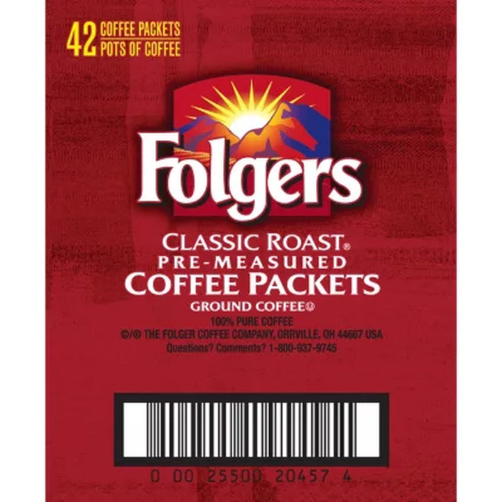 Folgers Classic Roast Ground Coffee Packets (1.2 Oz., 42 Ct.)