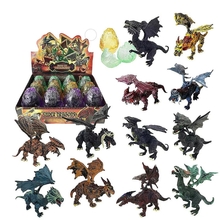 Insten 12 Pack Dragon Figurine Puzzles in Hatching Jurassic Eggs, Party Favors