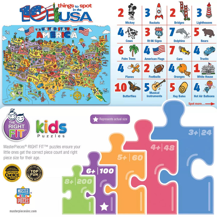 Masterpieces 101 Things to Spot in the USA 100 Piece Kids Puzzle.