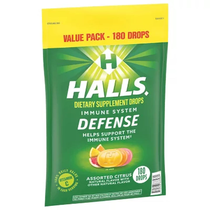 Halls Defense Assorted Citrus Vitamin C Drops Value Pack (180 Ct.)