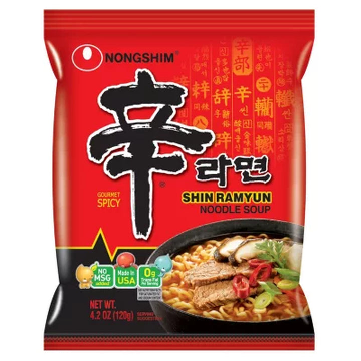 Nongshim Shin Ramyun Spicy Beef Ramen Noodle Soup 4.02 Oz., 18 Ct.
