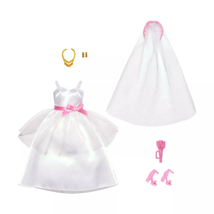 Barbie Fashions Doll Clothing Bridal Pack with Wedding Dress, Veil and Accessories