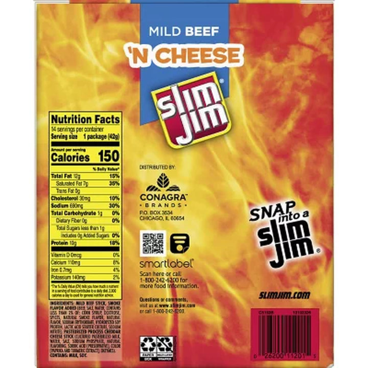 Slim Jim Beef 'N Cheese 1.5 Oz., 14 Ct.