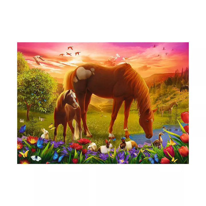 Trefl Family Horses 500Pc Puzzle: Animal-Themed Brain Exercise, Flax Fiber Structure, Gender Neutral, Ages 10+